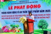 Đ/c Nguyễn Thị Mỹ Loan - Trưởng phòng Y tế huyện Cam Lộ phát biểu tại buổi lễ Phát động